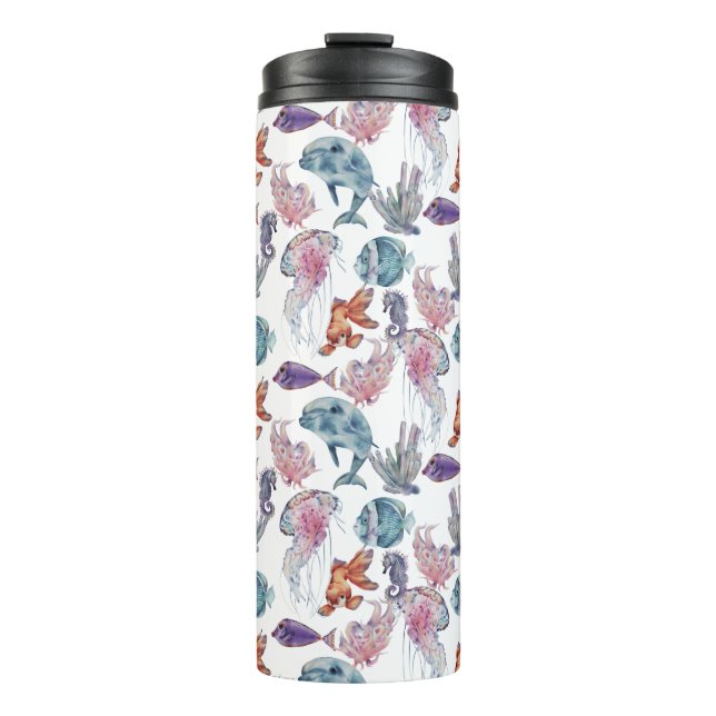 Underwater Watercolor Composition Series Design 2  Thermal Tumbler (Front)