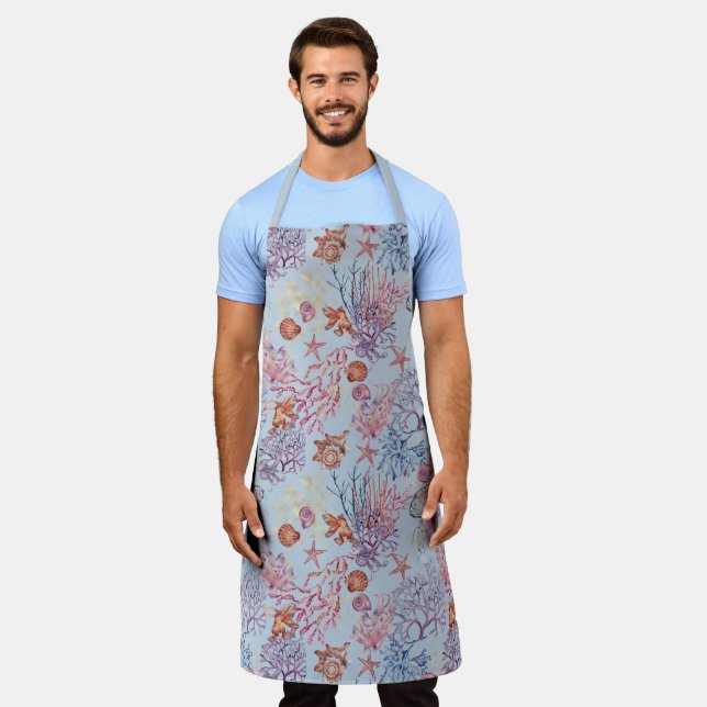 Underwater Watercolor Composition Series Design 3  Apron (Worn)