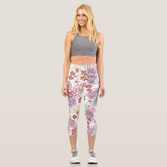 Underwater Watercolor Composition Series Design 3 Capri Leggings (Front)