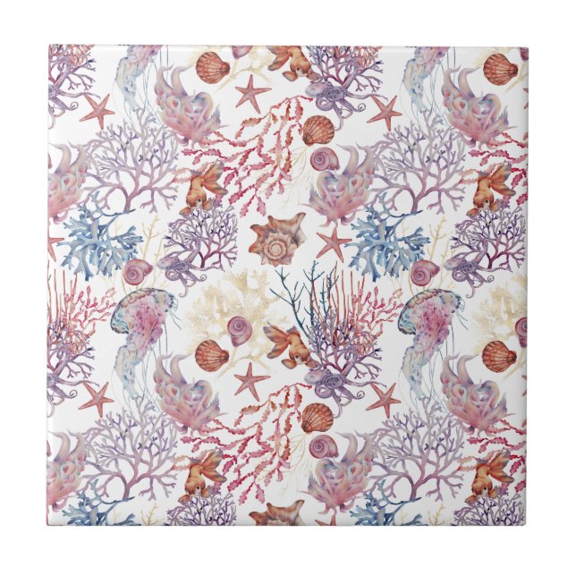 Underwater Watercolor Composition Series Design 3  Tile (Front)