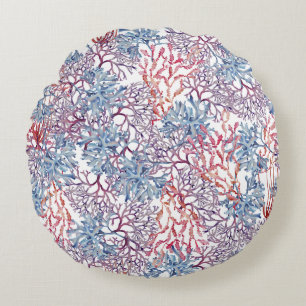 Underwater Watercolor Composition Series Design 5 Round Cushion