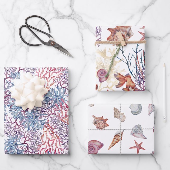 Underwater Watercolor Composition Series Design 5 Wrapping Paper Sheet (Front)