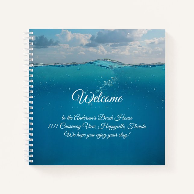 Underwater Welcome Beach House Rental Notebook (Front)