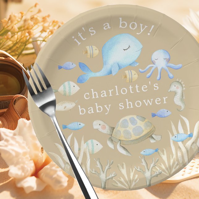 Underwater Whimsy Baby Shower Paper Plate (Creator Uploaded)