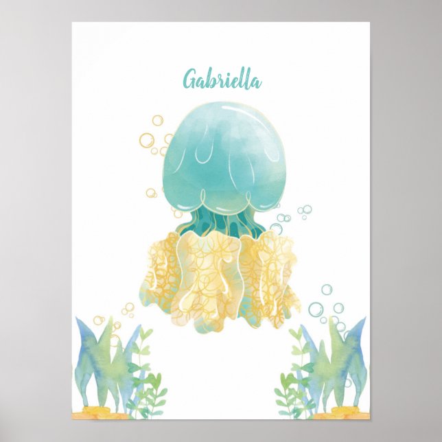 Underwater Whimsy Jellyfish Customisable Poster (Front)