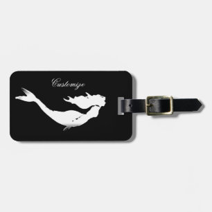 underwater white mermaid swimming luggage tag