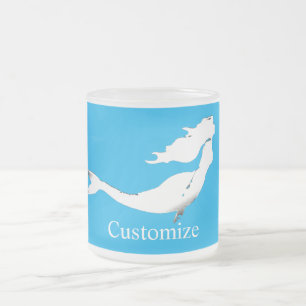 Underwater white mermaid swimming Thunder_Cove Frosted Glass Coffee Mug
