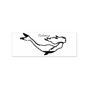 Underwater White Mermaid Swimming Thunder_Cove Rubber Stamp