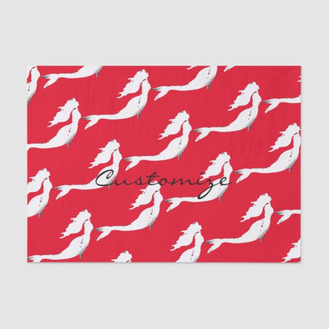 Underwater White Mermaid Swimming Tissue Paper (Front)