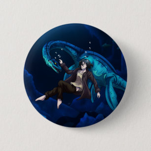 Underwater with a Plesiosaurus 6 Cm Round Badge