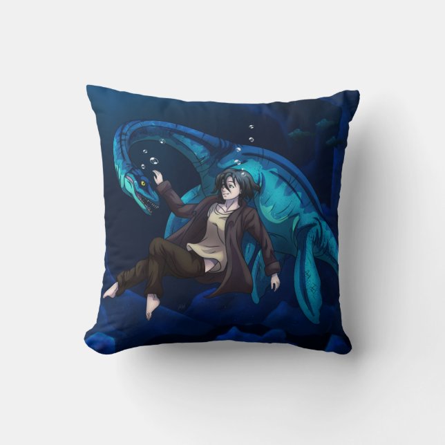 Underwater with a Plesiosaurus Cushion (Front)