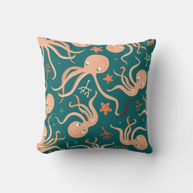 Underwater Wonders: Octopus Starfish Dance Cushion (Front)