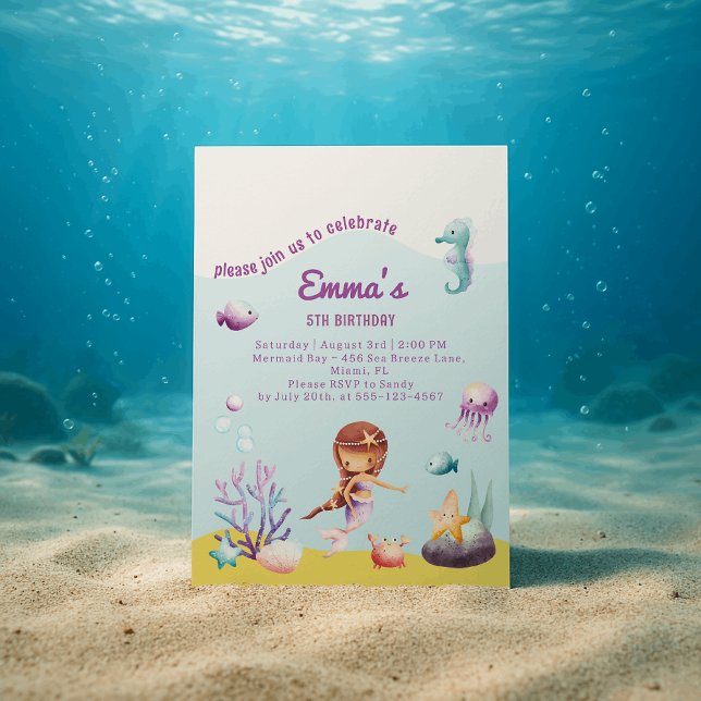 Underwater World, Mermaid Birthday  Invitation (Creator Uploaded)