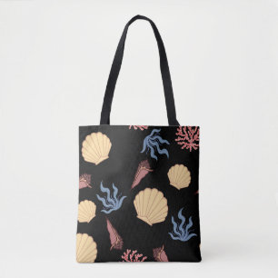 Underwater world seamless pattern in vintage. anim tote bag