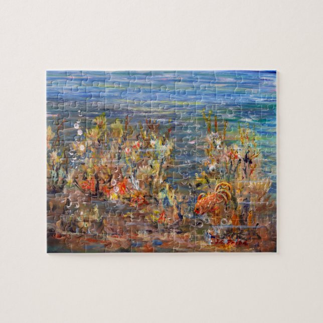 Underwater World Tropical Fish Aquarium Painting Jigsaw Puzzle (Horizontal)