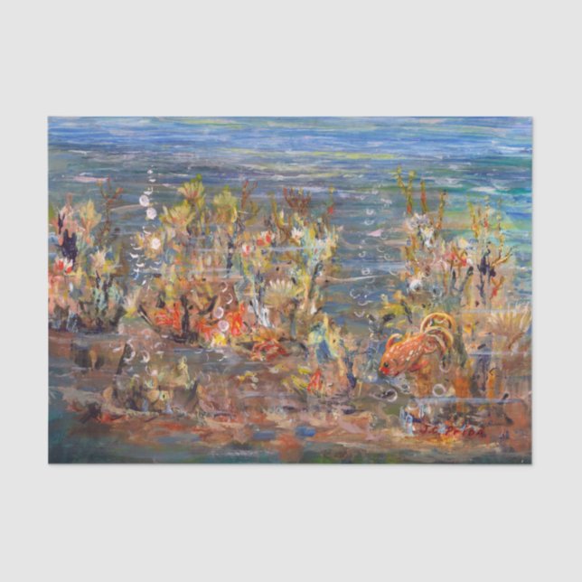 Underwater World Tropical Fish Aquarium Painting Tissue Paper (Front)