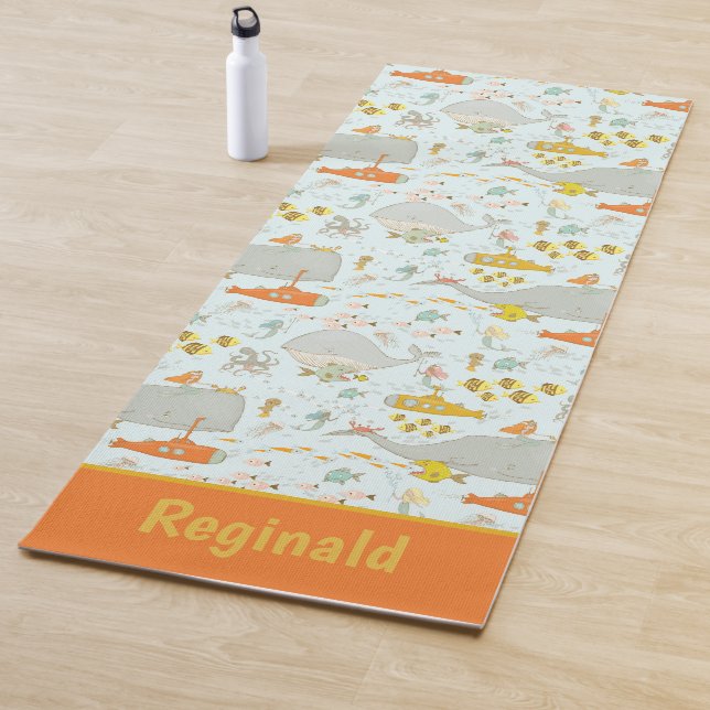 Underwater World With Submarines Kids Yoga Mat (In Situ)