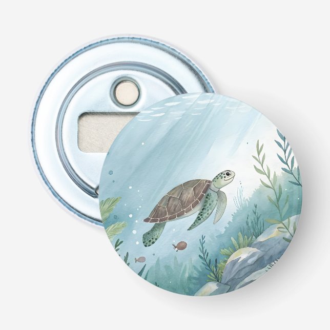 Underwater world with turtle bottle opener (Front)