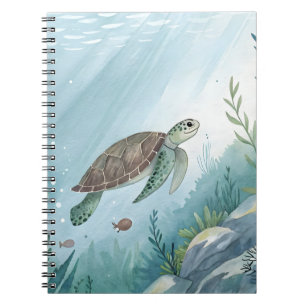 Underwater world with turtle notebook