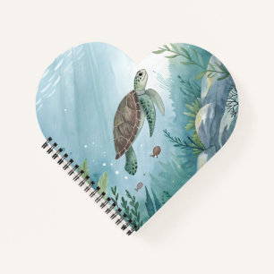 Underwater world with turtle notebook