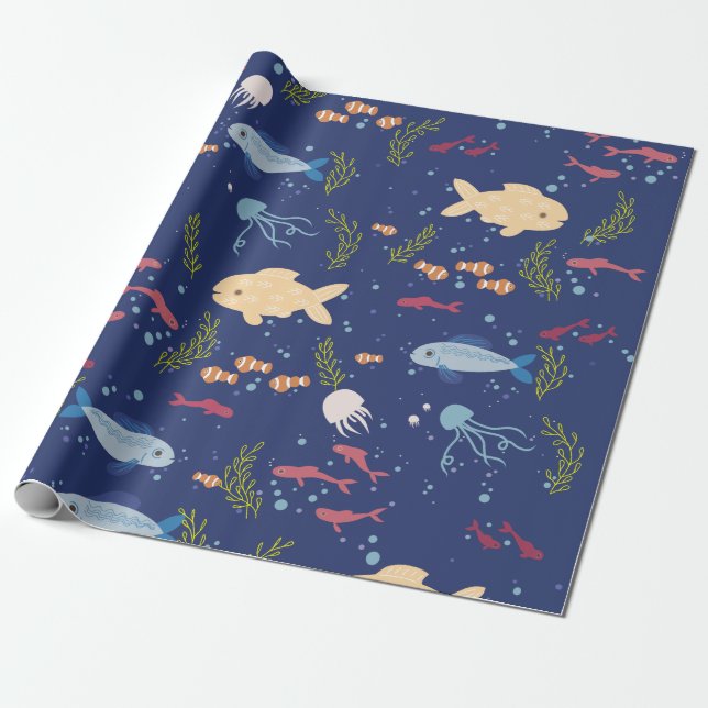 Underwater world wrapping paper (Unrolled)