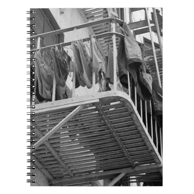 Underwear Out To Dry Humour Black and White Photo Notebook (Front)