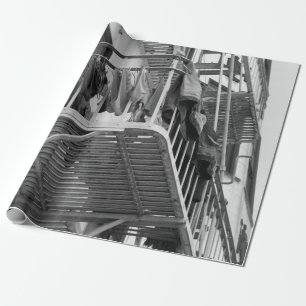 Underwear Out To Dry Humour Black and White Photo Wrapping Paper