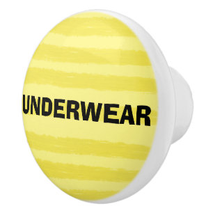 Underwear Yellow Watercolor Stripes Ceramic Knob