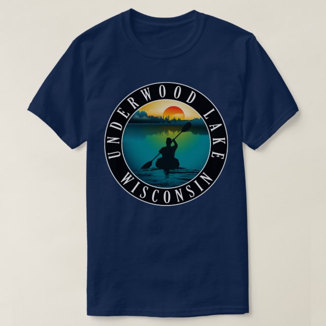 Underwood Lake Wisconsin Kayaking T-Shirt (Design Front)