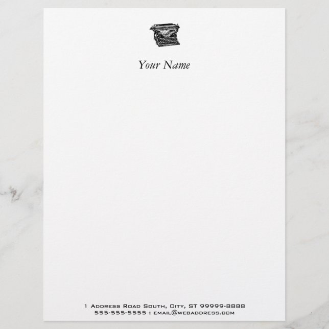 Underwood Typewriter Writer Customised Letterhead (Front)