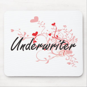 Underwriter Artistic Job Design with Hearts Mouse Mat