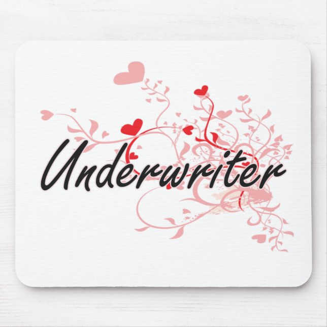 Underwriter Artistic Job Design with Hearts Mouse Mat (Front)