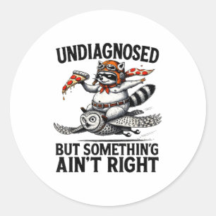 Undiagnosed Soing Aint Right Funny Raccoon Zza Owl Classic Round Sticker