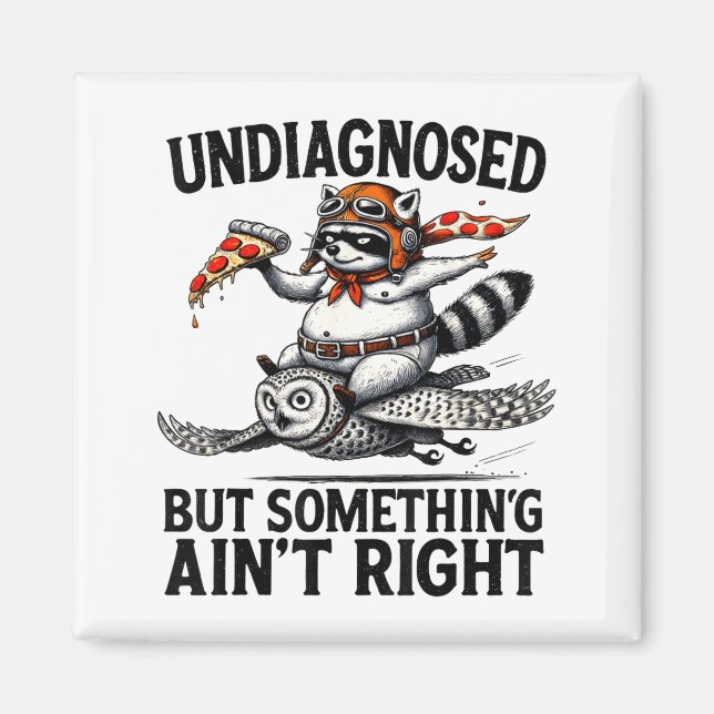 Undiagnosed Soing Aint Right Funny Raccoon Zza Owl Magnet (Front)