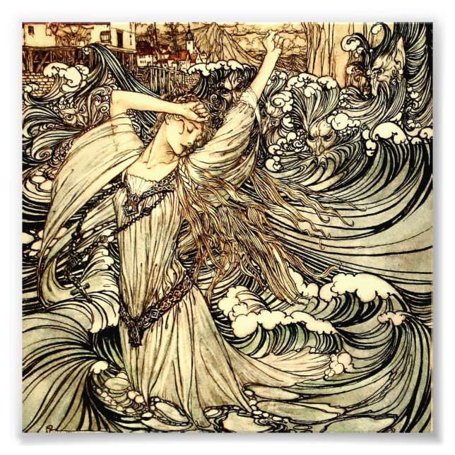 “Undine in the Waves” by Arthur Rackham Photo Print (Front)