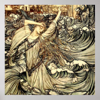 “Undine in the Waves” by Arthur Rackham