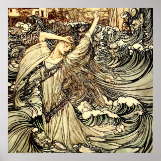 “Undine in the Waves” by Arthur Rackham Poster