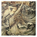 “Undine in the Waves” by Arthur Rackham Tile<br><div class="desc">Arthur Rackham was one of the leading illustrators from the 'Golden Age' of book illustration. HIs fantasy illustrations were chiefly based on strong pen and India ink drawings paired with subtle use of watercolor. This painting is called “Undine in the Waves”.</div>