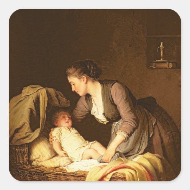 Undressing the Baby, 1880 Square Sticker (Front)
