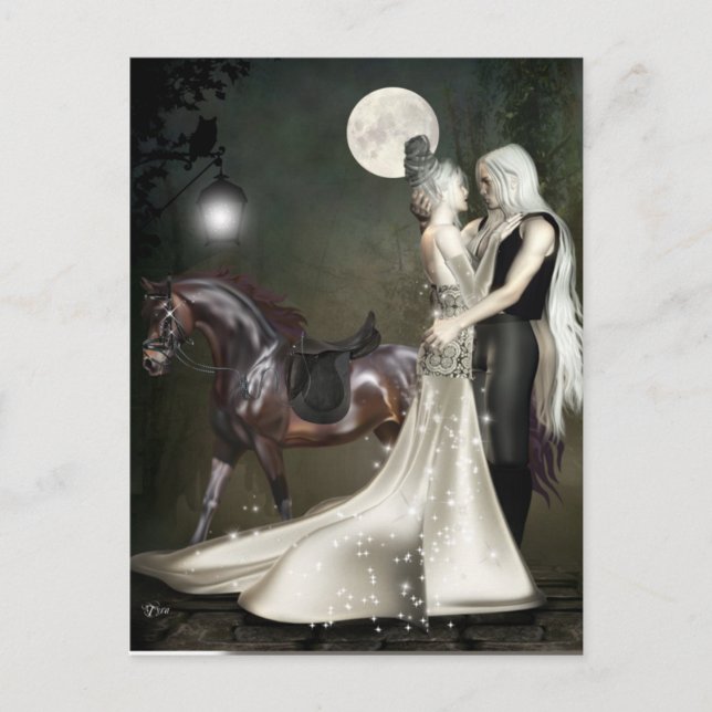 Undying Love Dancing Ghost Couple Halloween Postcard (Front)
