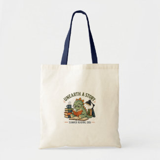 Unearth A Story Cute Dinosaur Journal Decor Tote Bag