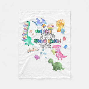 Unearth a Story Dinosaur Book 2026 Summer Reading Fleece Blanket