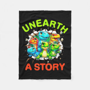 Unearth a story dinosaur library summer reading fleece blanket