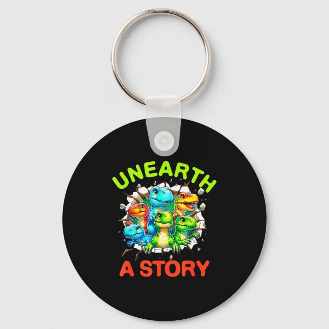 Unearth a story dinosaur library summer reading key ring (Front)