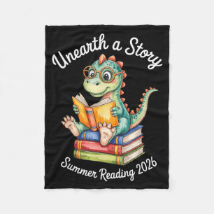 Unearth a Story Reading Dinosaur Book Lover Kids Fleece Blanket