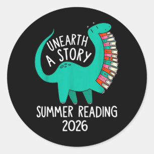 Unearth a Story Summer Reading 2026 Dinosaur Books Classic Round Sticker