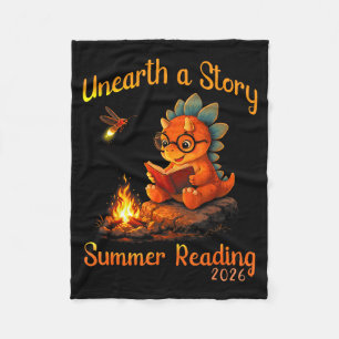 Unearth a story summer reading 2026 funny dinosaur fleece blanket