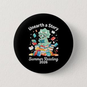 Unearth a story summer reading 2026 library men 6 cm round badge