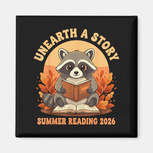 Unearth a Story Summer Reading 2026 Racoon Magnet