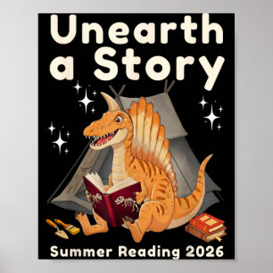 Unearth a Story Summer Reading 2026 Spinosaurus Poster